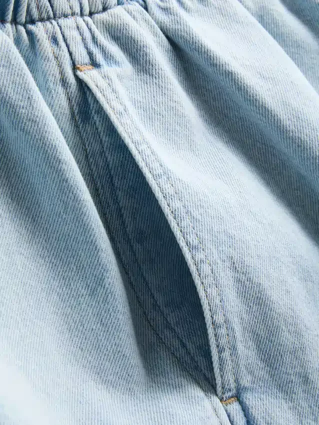 Cotton denim jogger shorts