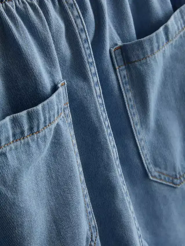 Cotton denim jogger shorts