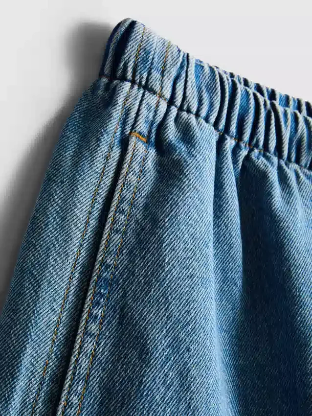 Cotton denim jogger shorts
