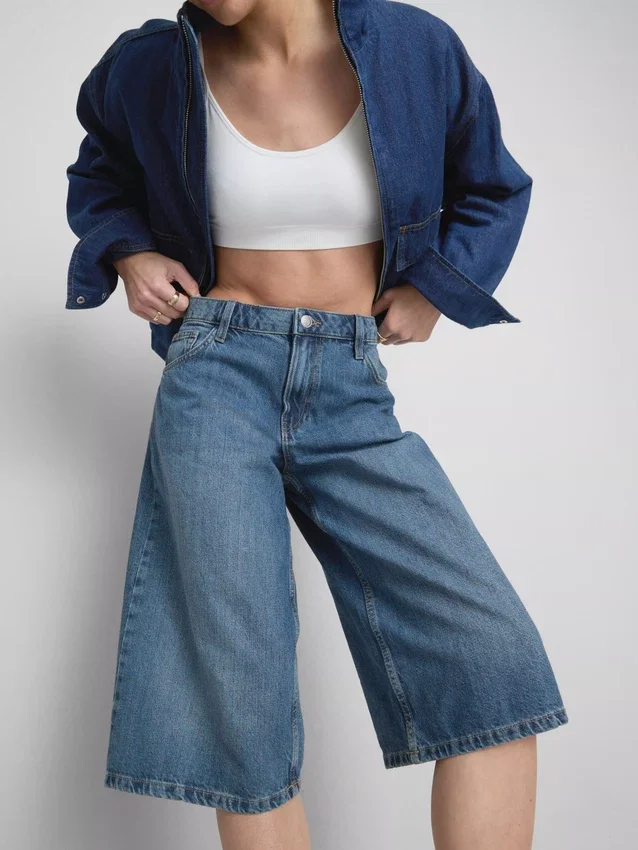 Cotton denim jorts