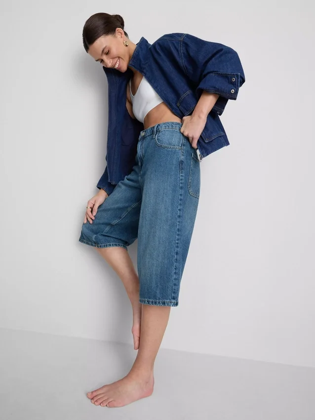 Cotton denim jorts