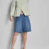 Cotton denim longline bermuda shorts
