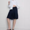 Cotton denim longline bermuda shorts