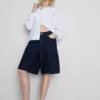Cotton denim longline bermuda shorts