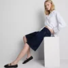 Cotton denim longline bermuda shorts