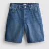 Cotton denim longline bermuda shorts