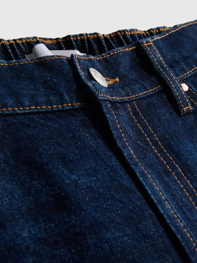 Cotton denim longline bermuda shorts
