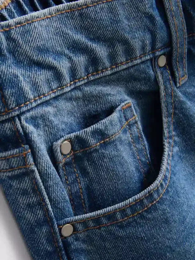 Cotton denim longline bermuda shorts