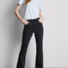 Cotton denim mid rise flared jeans