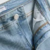 Cotton denim mid rise flared jeans