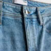 Cotton denim mid rise flared jeans
