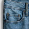 Cotton denim mid rise flared jeans