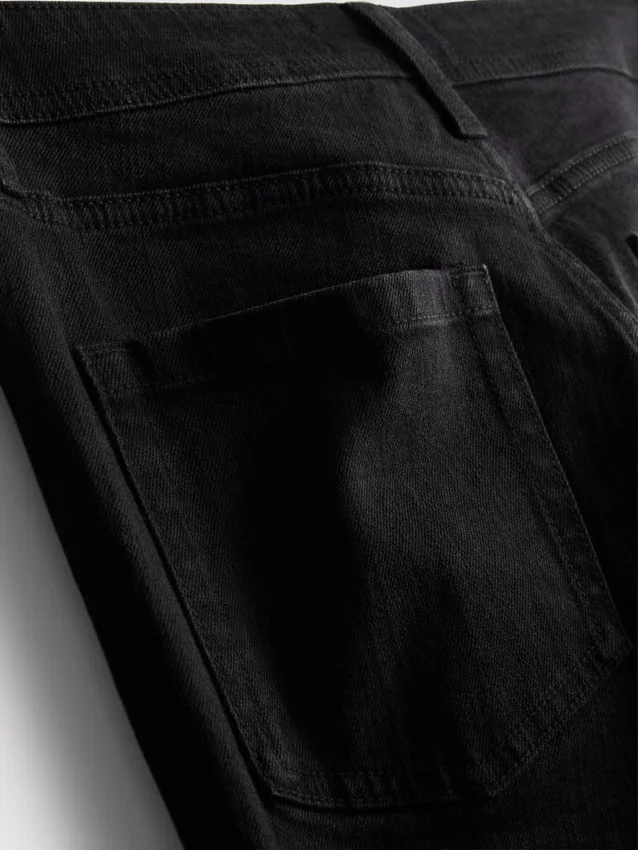 Cotton denim mid rise flared jeans