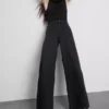 Cotton denim mid-rise wide-leg jeans