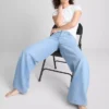 Cotton denim mid-rise wide-leg jeans