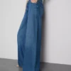 Cotton denim mid-rise wide-leg jeans