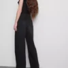 Cotton denim mid-rise wide-leg jeans