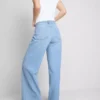 Cotton denim mid-rise wide-leg jeans