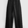 Cotton denim mid-rise wide-leg jeans