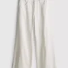 Cotton denim mid-rise wide-leg jeans