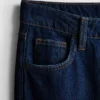 Cotton denim mid-rise wide-leg jeans
