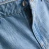 Cotton denim mid-rise wide-leg jeans