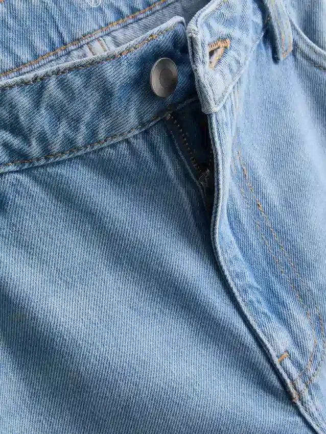 Cotton denim mid-rise wide-leg jeans