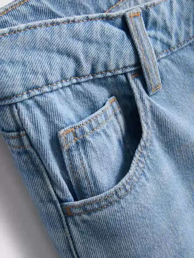 Cotton denim mid-rise wide-leg jeans