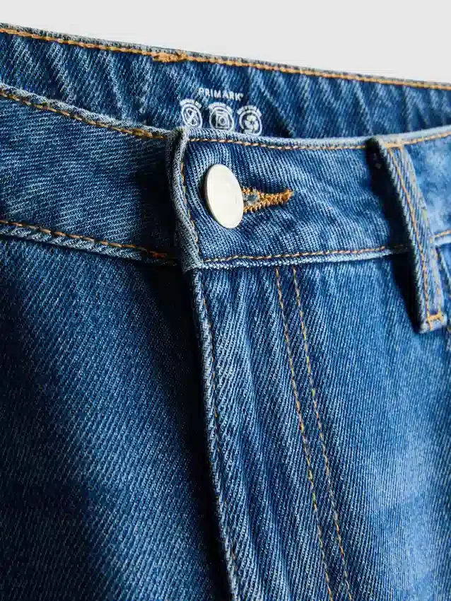 Cotton denim mid-rise wide-leg jeans