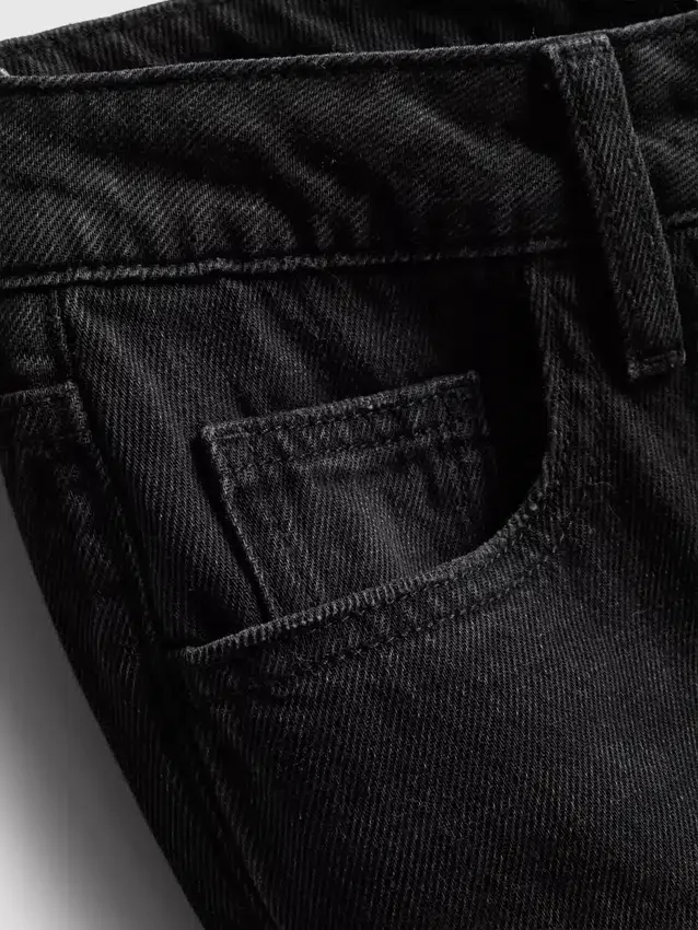 Cotton denim mid-rise wide-leg jeans