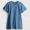 Cotton denim mini shift dress