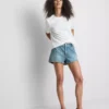 Cotton denim mini shorts