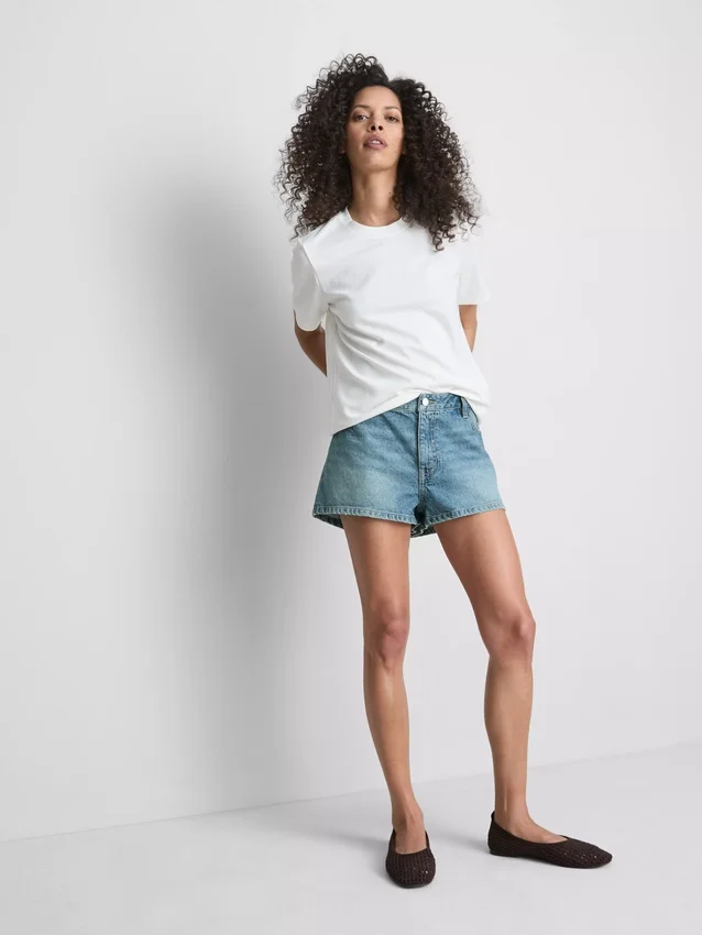 Cotton denim mini shorts