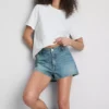 Cotton denim mini shorts