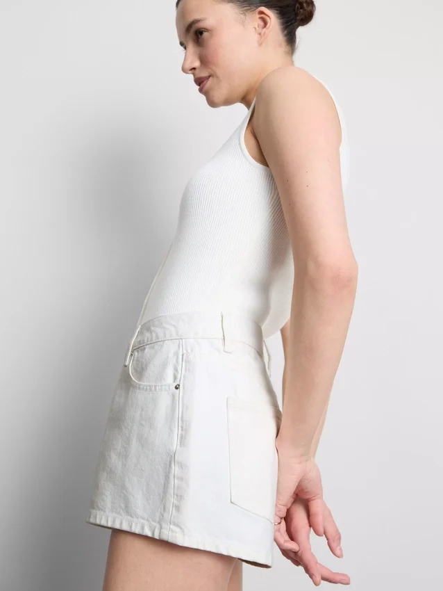Cotton denim mini shorts