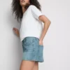 Cotton denim mini shorts