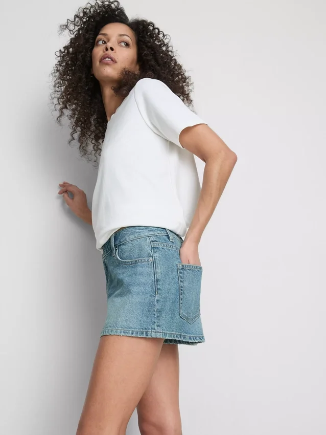 Cotton denim mini shorts