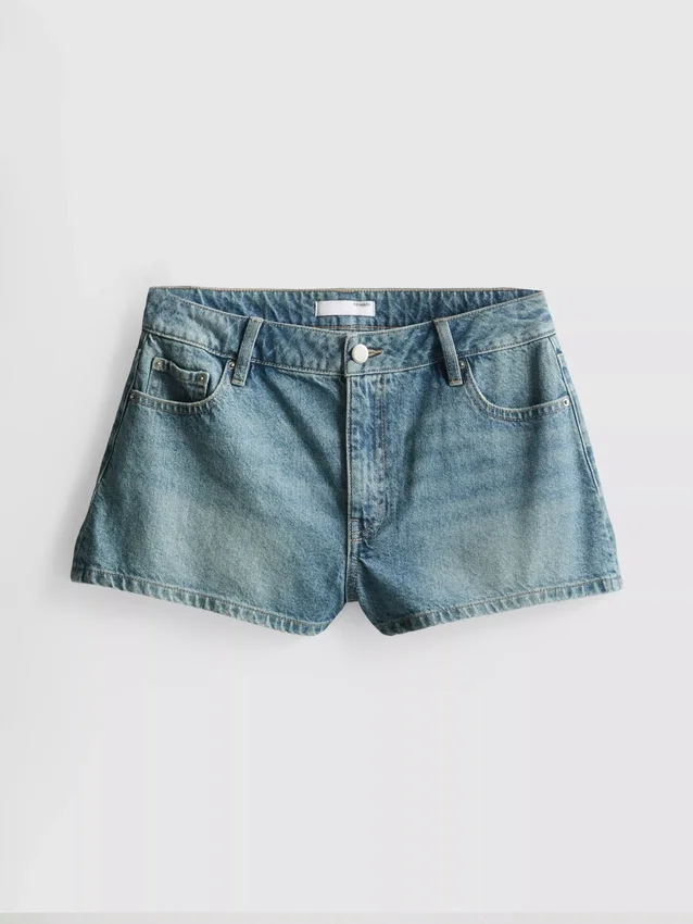 Cotton denim mini shorts