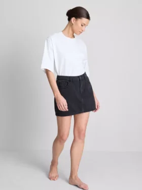 Cotton denim mini skirt