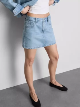 Cotton denim mini skirt