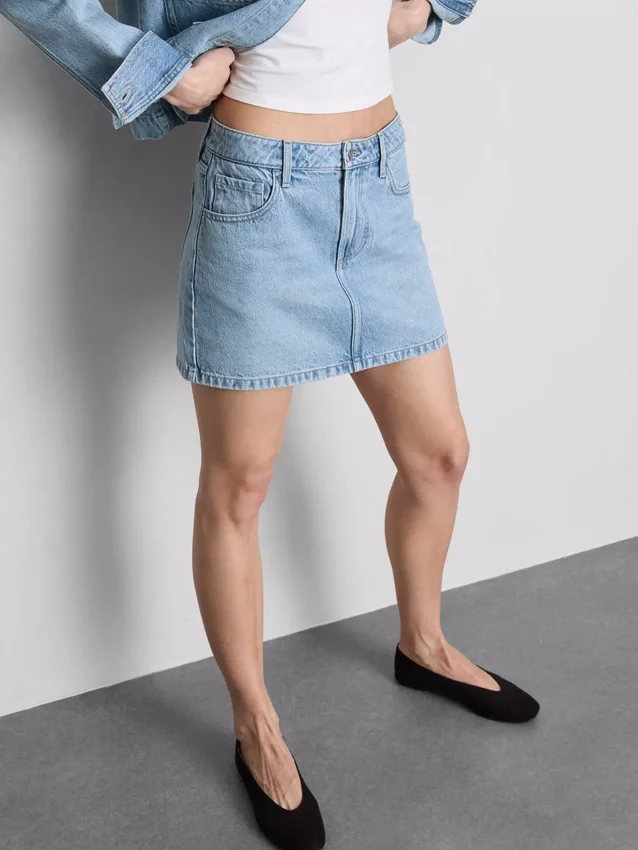 Cotton denim mini skirt