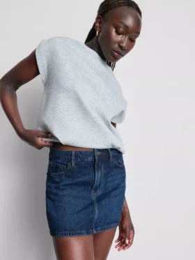 Cotton denim mini skirt