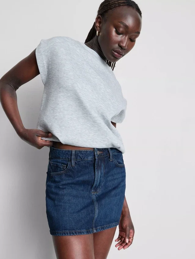 Cotton denim mini skirt