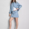 Cotton denim mini skirt