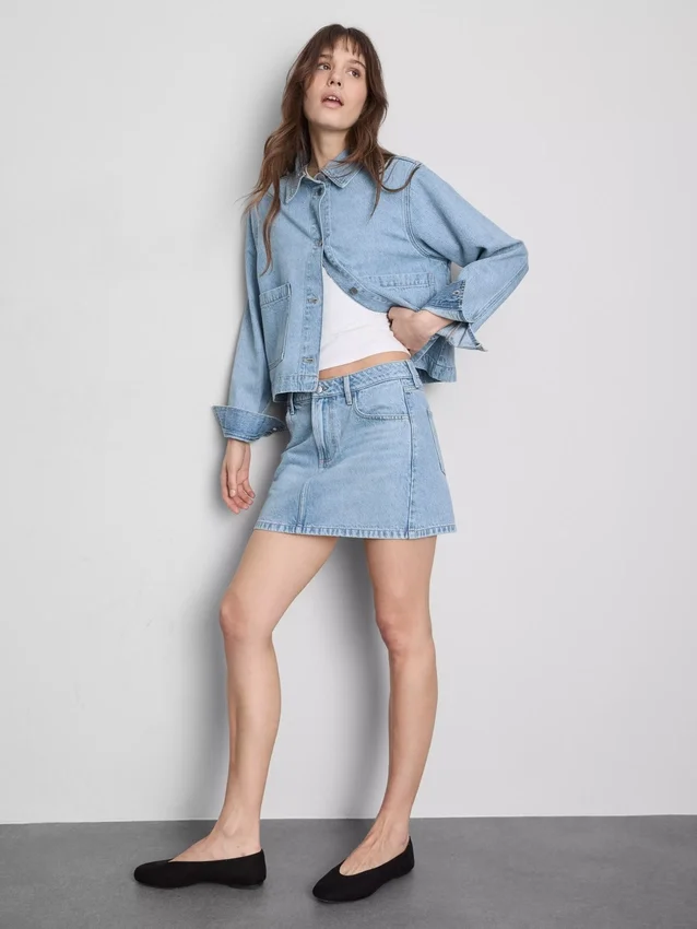Cotton denim mini skirt