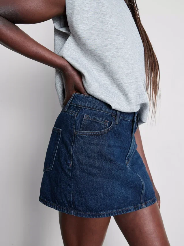 Cotton denim mini skirt
