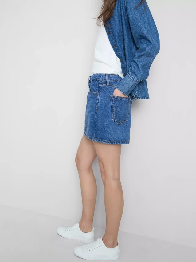 Cotton denim mini skirt