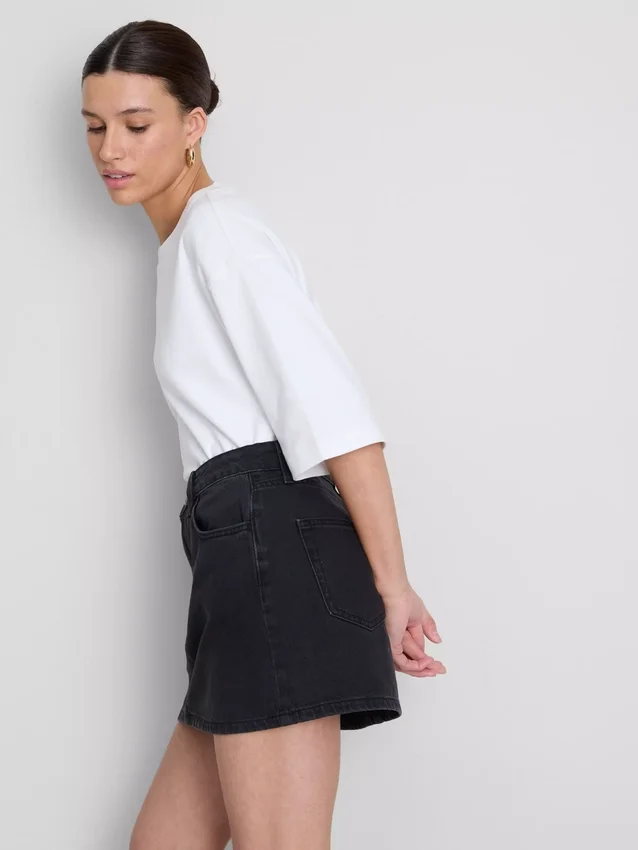 Cotton denim mini skirt