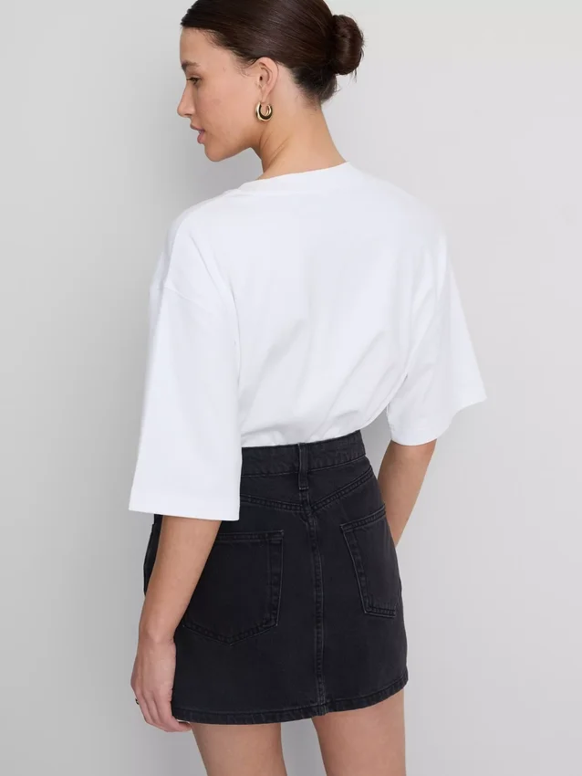 Cotton denim mini skirt