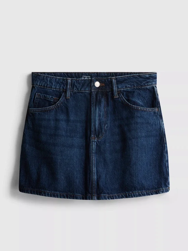 Cotton denim mini skirt